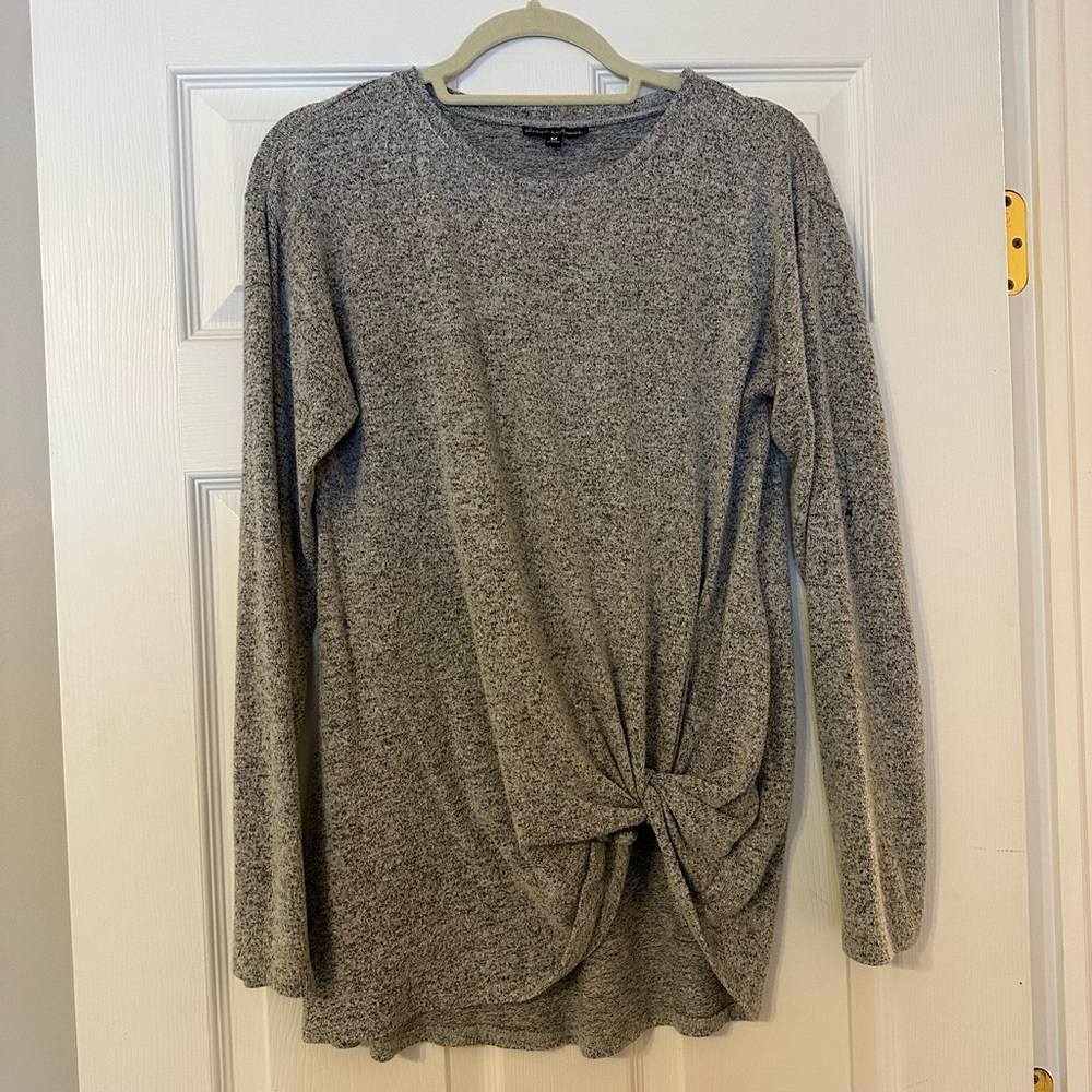 Alison Andrews Soft Knit Twist-Front Top - Gray, Medium